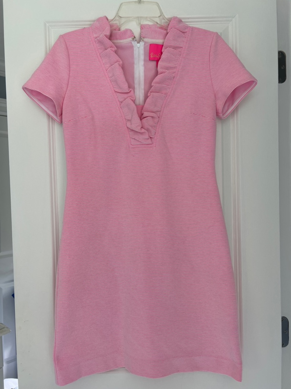 Lilly Pulitzer Pink Ruffled V-Neck Midi Dress